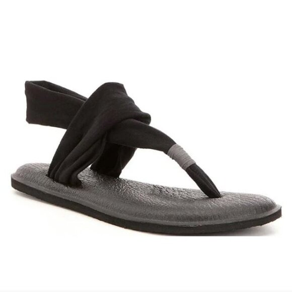 Sanuk Women Black Rubber Sponge Outsole Yoga Sling Slip On Sandals Size 7 - Picture 1 of 9